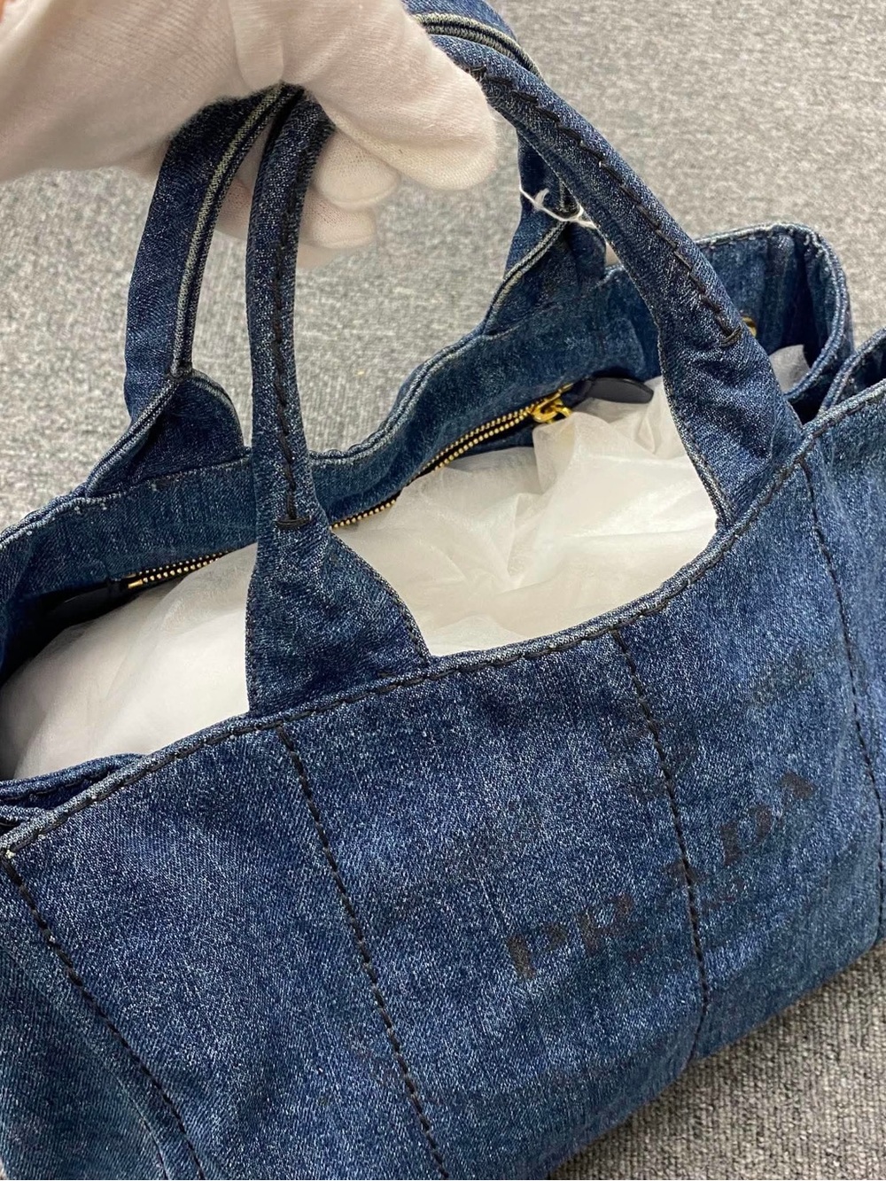 Prada Dark Blue Denim Hobo Tote